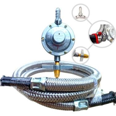 Imagem de Registro regulador fogão cooktop mangueira  inox 1 mt - FORMAGAS