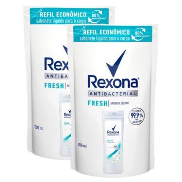 Imagem de Kit 2 Sabonete Líquido Rexona Antibacterial Fresh Refil com 200ml