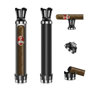 Imagem de wanbro Tubo Para Charuto Crown, Estojo De Viagem Charutos Em Liga Alumínio Com Suporte, Furador, Cinzeiro, À Prova Odores, Suporte Portátil Presente Masculino