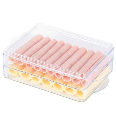 Imagem de Kit 2 Porta Frios com Tampa Empilhável Organizador Geladeira Dispenser Duplo Alimentos Acrílico Transparente 1,6 Litros Prático Higiênico Utensílio Cozinha Premium