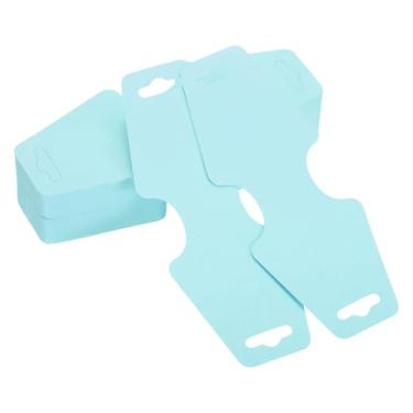 Imagem de PATIKIL Cartões de exibição de colar e pulseira, 100 peças, porta-cartões em branco, embalagem de joias para pendurar colares, gargantilhas, brincos, acessórios de faixa de cabelo (azul claro, 12 x 5