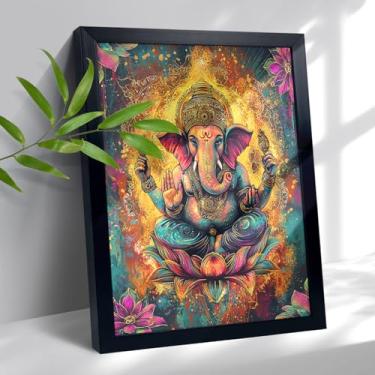 Imagem de Decoração de parede de elefante Shiva aquarela para sala de estar ioga spa sala de meditação citação budista hinduísmo sânscrito banho zen meditação decorações - presente para fãs de budismo, moldura