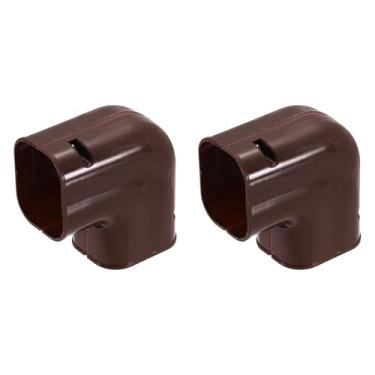 Imagem de PATIKIL Capa de linha decorativa de PVC de 7,6 cm, pacote com 2 peças de tubulação de cotovelo plano de 90°, acessórios para bomba de calor AC central de ar condicionado (café)