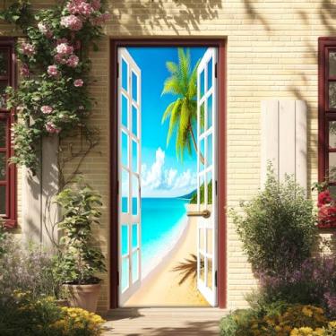 Imagem de HOMETITUTE Adesivo de porta de vidro de grade branca estilo moderno removível à prova d'água mural de vinil autoadesivo papel de parede decorativo para casa quarto escritório 77 cm x 199 cm