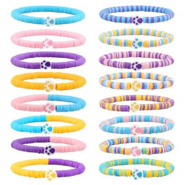 Imagem de Conjunto de pulseiras coloridas da amizade, lindas pulseiras de surfista de praia de verão, pulseiras elásticas ajustáveis feitas à mão, One Size, Plástico, Sem Pedra Preciosa