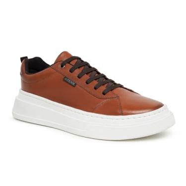 Imagem de Tênis Casual Masculino Couro Legítimo Leve Resistente Solado Flexível Antiderrapante Palmilha Gel Ideal para Rotina e Lazer (Marrom Caramelo, BR, Adulto, Numérico, 37)