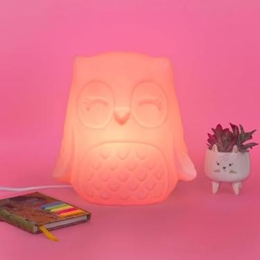 Imagem de Luminária Tartaruga, Luz Noturna em Forma de Coruja, Iluminação Decorativa LED, Abajur Infantil Rosa