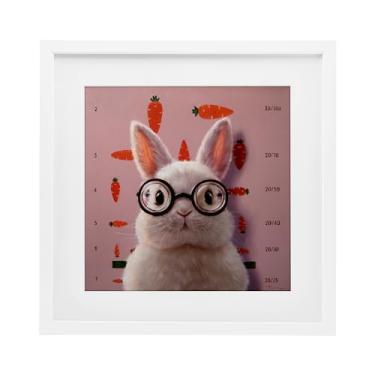 Imagem de Stupell Industries Impressão emoldurada branca para exame de olho de coelho e cenouras sob vidro, design de Lucia Heffernan, 33 x 33