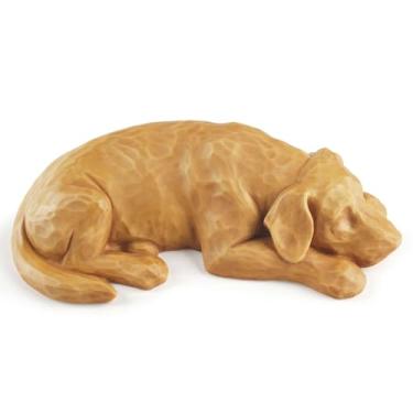 Imagem de VIPbuy Urnas para animais de estimação para cinzas de cães - Estátua memorial de cachorro dormindo de resina, presente de simpatia para perda de animais de estimação, lembrança de memória para donos