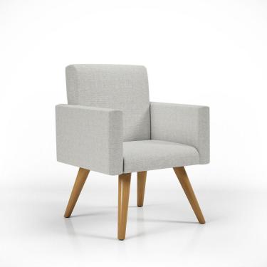 Imagem de Poltrona Cadeira Escritório Linho linho Cinza Claro