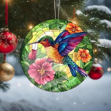 Imagem de Acrílico colorido, apanhador de sol, decoração de janela suspensa de coruja, arte de parede de arco-íris, para sala de estar, quarto, varanda, interior e exterior, jardim, enfeites de Natal 19 x 19 cm