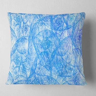 Imagem de Design azul fractal dramático nuvens abstratas sala de estar, sofá, almofada de alta qualidade + capa de almofada impressa em ambos os lados 66 cm x 66 cm