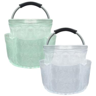 Imagem de IHOMAGIC Pacote com 2 suportes de limpeza portáteis para materiais de limpeza, organizador de balde de ferramentas domésticas de 17 L para homens, cesta de limpeza grande em resina de PVC para família