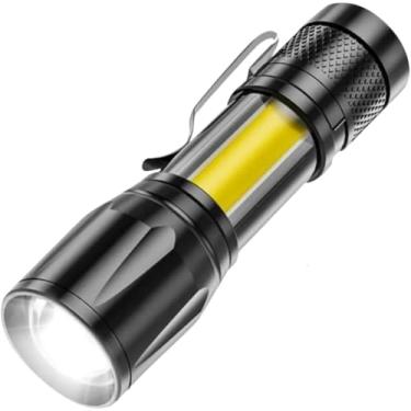 Imagem de Lanterna Tática LED Mini, Portátil, Recarregável com Luz Frontal e Lateral, 3 Modos de Iluminação, Ideal para Camping, Emergência, Pesca e Segurança - Premium