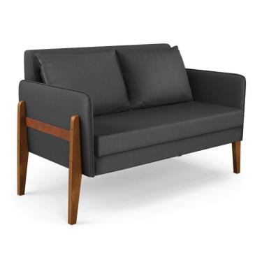 Imagem de Sofá Namoradeira Lana Corino Base De Madeira - D'rossi Cor Preto