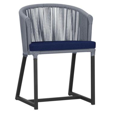 Imagem de Cadeira De Jantar Noronha Alumínio Preta E10 Trama  Prata