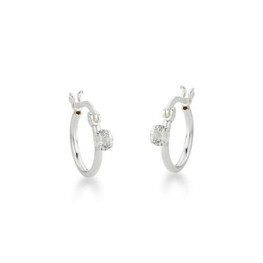 Imagem de Brinco Argola Com Ponto De Luz Redondo Prata 925