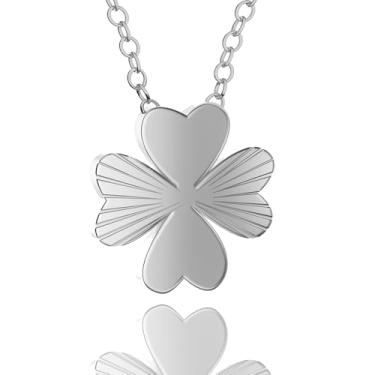 Imagem de Colar com pingente de trevo de quatro folhas, corrente banhada a ouro 18K para mulheres, pingente da sorte, Large, Metal banhado a ouro 18k, Sem Pedra Preciosa