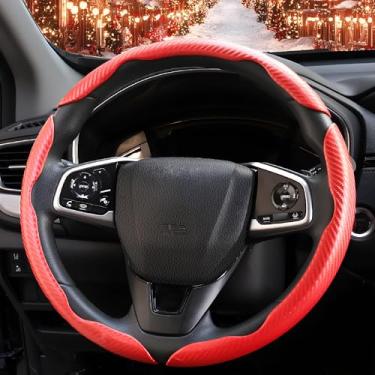 Imagem de Capa de volante antiderrapante de fibra de carbono de 3 peças, capa de volante de borboleta, protetor de volante segmentado, ajuste universal 99% do volante do carro, acessórios para interiores de