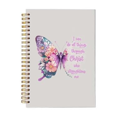 Imagem de I Can Do All Things Through Christ Diários Cristãos para Mulheres - Diário de Energia para Meninas Cristãs, Versículo da Bíblia Oração A5 Cadernos Espirais Capa Dura, Presentes Baseados em Fé