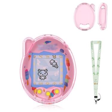 Imagem de KONXISA Capa protetora para Tamagotchi Connection, capa protetora com cordão fofo, capa protetora de policarbonato rígido para máquina de jogos infantis, capa protetora à prova de poeira e choque