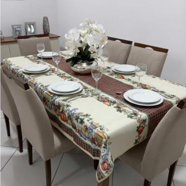 Imagem de TOALHA DE MESA LINHÃO EM TECIDO LINHO RUSTICO (ABÓBORA PONTO CRUZ, 100X140)