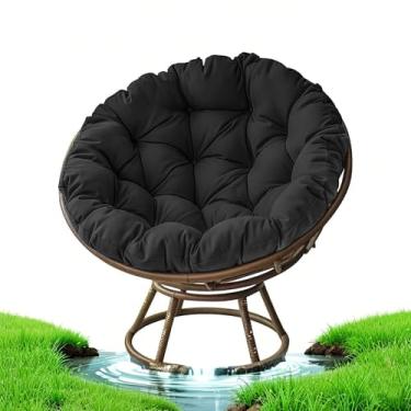 Imagem de Almofada Papasan para cadeira Papasan ao ar livre, almofada de balanço macia espessa para pendurar cadeira Papasan, almofada confortável e durável para pátio, jardim, varanda e uso interno (preta, 110
