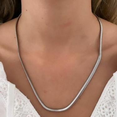 Imagem de Colar Snake Malha Fina Banhado a Prata (SEMIJOIA) - Izzy Joias