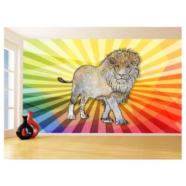 Imagem de Papel De Parede Animais Pop Art Leão Rei Selva 3,5M Pxa35 - Você Decor