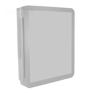 Imagem de Armário Para Banheiro Com Espelho Parede Vision Embutir/Sobrepor Plástico Branco Preto, Organizador com Prateleiras - Kit Fixação Incluso(RETO CINZA)