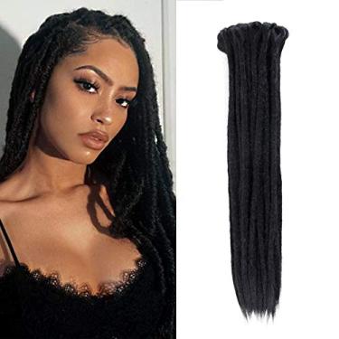 Imagem de Dsoar Dreadlocks Extensões de Cabelo 20" Trança de Crochê Cabelo Sintético Dreads Reggae Locs Peruca de Estilo Hip-Hop Hippie Tranças de Crochê, 30 Fios/Pacote
