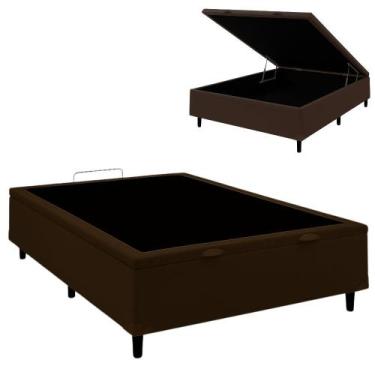Imagem de Base Box Baú Casal 138x188x35 Suede Pistão a Gás Galego Home, Marrom