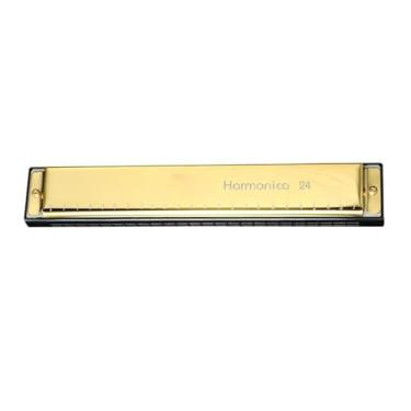 Imagem de Gaita profissional profissional 24 furos 48 tons prata meia escala (ouro)