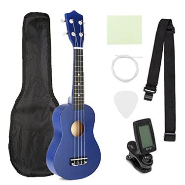 Imagem de Ukulele Ukulele Ukulele Soprano 4 Cordas Guitarra Havaiana Basswood Guitarra Uke Presente Infantil Instrumentos Musicais para Música Ukuleles Iniciantes (Cor: Azul)