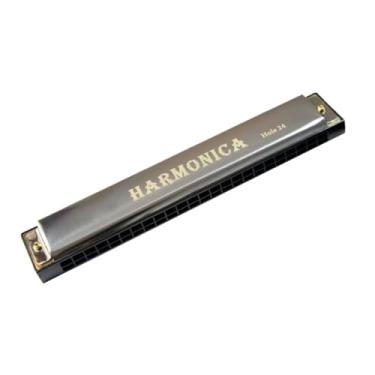 Imagem de Gaita profissional para iniciantes adultos instrumento gaita 24 furos 48 tons chave C (prata)