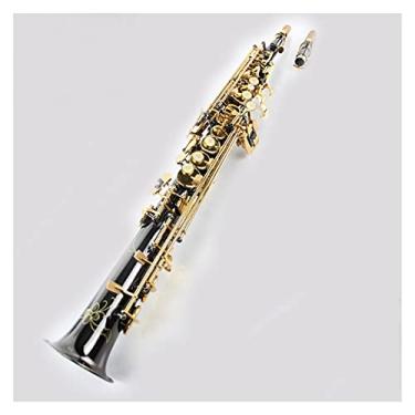 Imagem de Saxofone profissional B superfície plana preto níquel ouro saxofone soprano latão kit para iniciantes