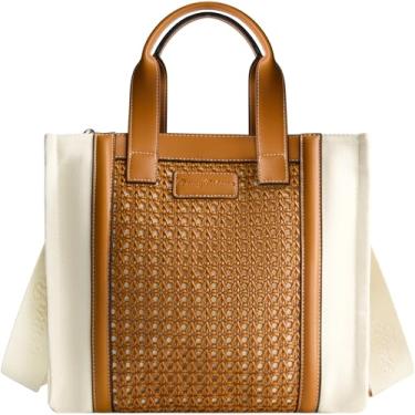 Imagem de Tommy Bahama, bolsa de ombro feminina casual para uso diário com design de tecido e alça de ombro ajustável, marrom, Marrom