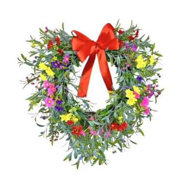 Imagem de Vaveren Guirlanda de Gipsofila em Formato de Coração, Guirlanda Decorativa Artificial para Porta de Entrada, Vermelho