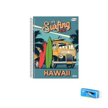 Imagem de Kit Caderno Masculino KBOM 1 Matéria Capa Dura 96 Folhas + Grampeador Alicate S-150