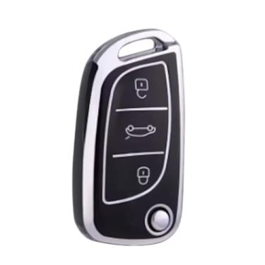 Imagem de Capa Protetora de Silicone Luxury Para Chave Canivete Peugeot 208 2008 308 3008 207 206 307 / Citroen Basalt AirCross C3 C4 C5 / Cactus / Lounge / Pallas / Picasso (BRANCA)