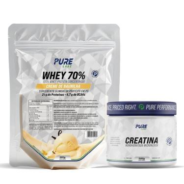 Imagem de Kit Whey Protein 70% Concentrado 900g + Creatina 500g Pure-Unissex