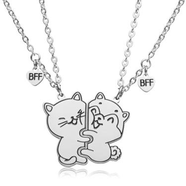 Imagem de VIMIEW Conjunto de 2 colares combinando gato e cachorro, corrente da amizade para 2 filhas, filhas, irmãs.