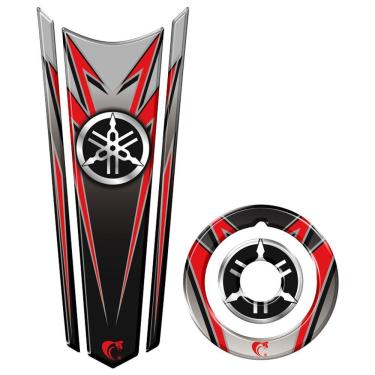 Imagem de Adesivo Resinado Gravata Tanque E Bocal Moto Yamaha Cor Vermelho