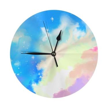 Imagem de ZERAOKE Sky - Relógio de parede redondo moderno - silencioso sem tique-taque operado por bateria, decoração de mesa ou parede para sala de estar, quarto, escritório.