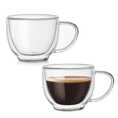 Imagem de BEoneBEwin Caneca de vidro com isolamento duplo de 293 ml com alça para café, leite, suco, chá e água, (conjunto de 2) (2 xícaras clássicas)