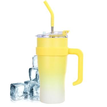 Imagem de Copo Térmico de Aço Inoxidável | 1,2L Com Tampa e Canudo - Garrafa Térmica A Vácuo - Para Uso Em Viagens Esportes Casa Academia Ar Livre Acampamento Escritório