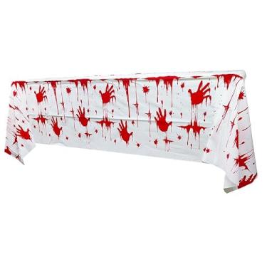 Imagem de Toalha de mesa retangular Grabo Bloody Zombie para decoração de festa de Halloween, 1 pacote