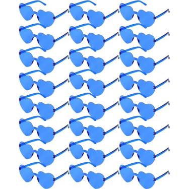 Imagem de Virtue morals 24 pares de óculos de sol em forma de coração para mulheres, óculos de coração, óculos de sol de coração, azul