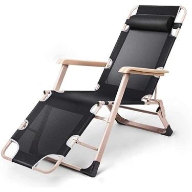 Imagem de YYBOES Cadeira dobrável, espreguiçadeira de jardim, espreguiçadeira de praia reclinável, cadeira reclinável para ambientes externos