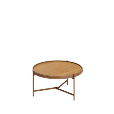 Imagem de Mesa de Centro Imcal Aqua P 57 cm – Redonda, Nature com Detalhes Cobre – 68081